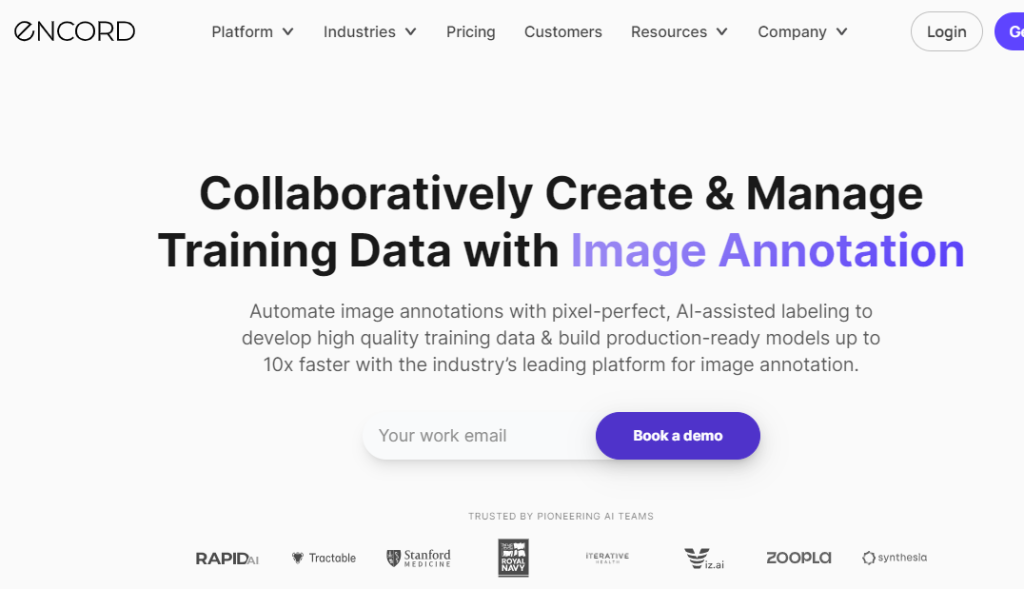 Encord AI-assisted image annotation website