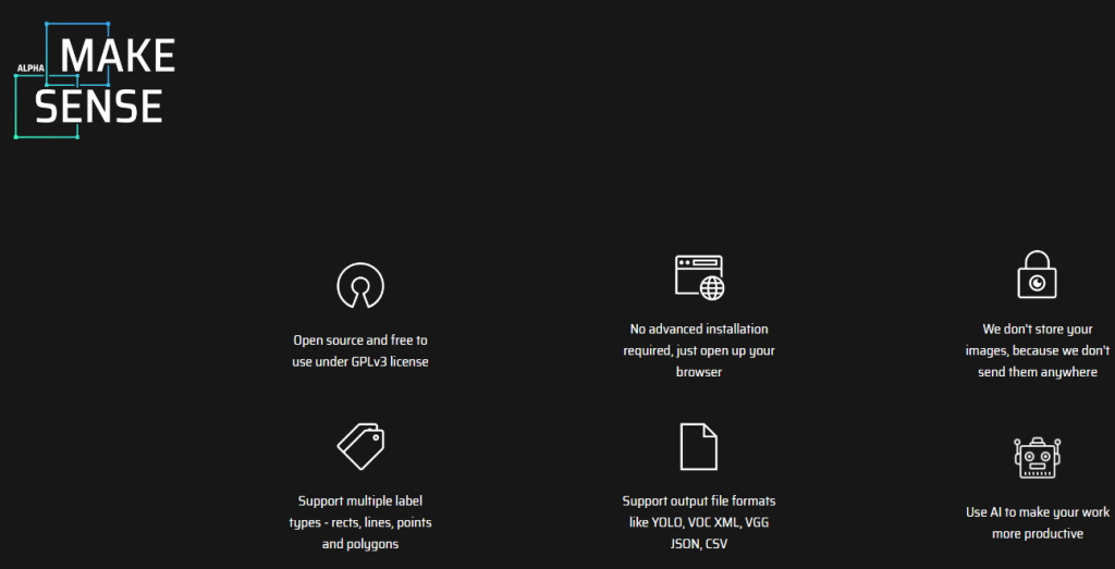 Make Sense AI online image annotation tool