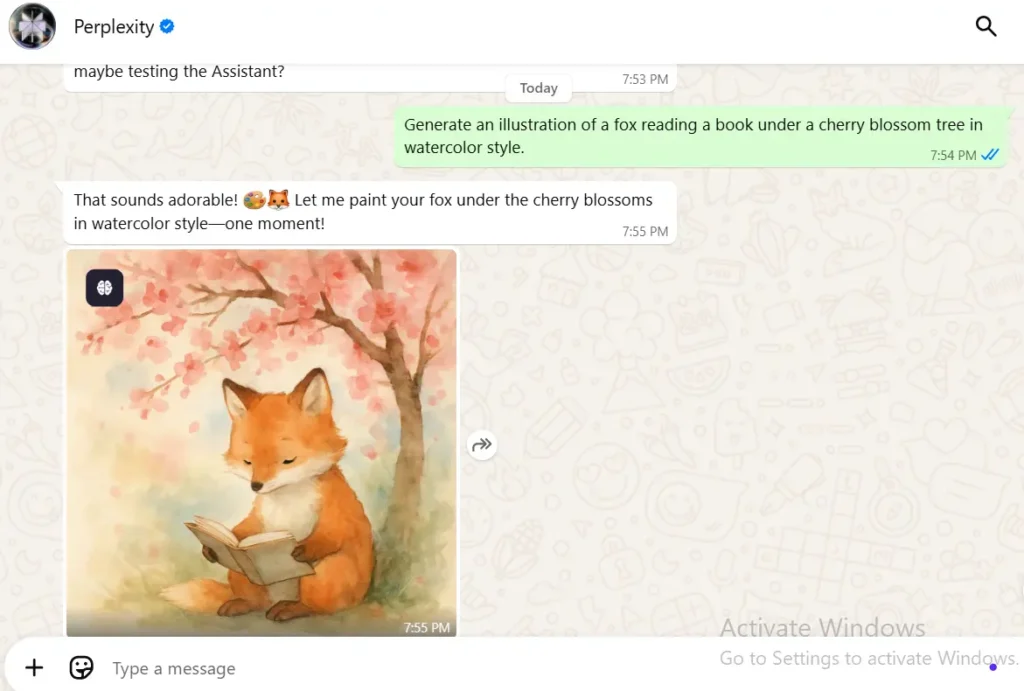 How to Generate Images with Prompts on WhatsApp using Perplexity AI