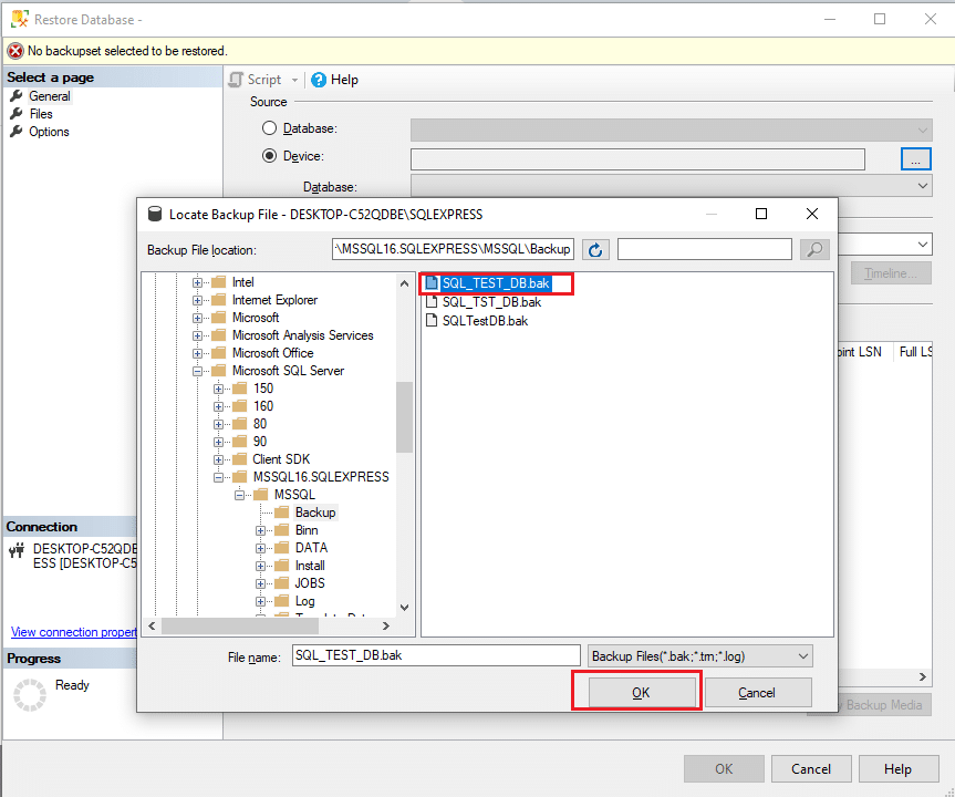 Adding Backup files