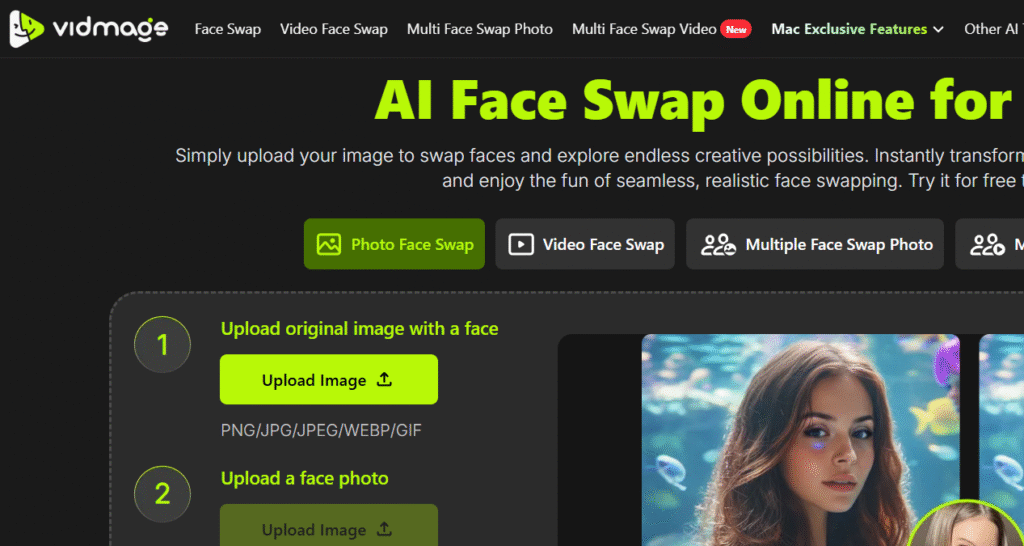Vidmage AI Face Swap Online for Free