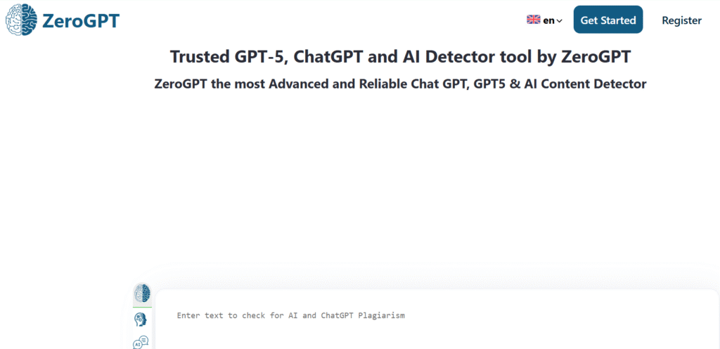 AI Detector tool by ZeroGPT