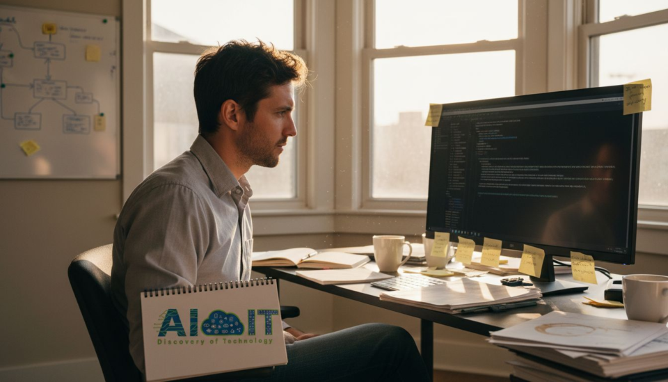 Technologist reviewing AI deployment tools