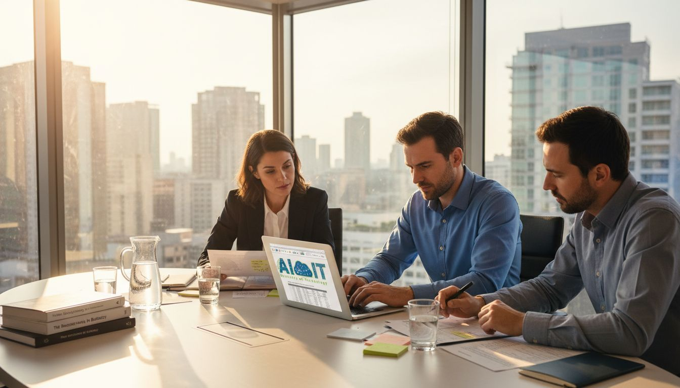 Business team discussing AI project