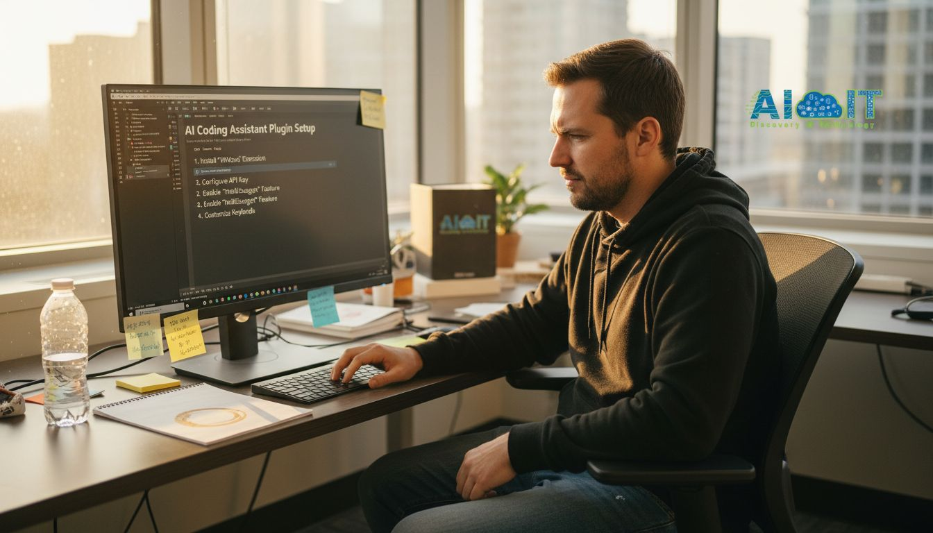 Developer configuring AI assistant in office