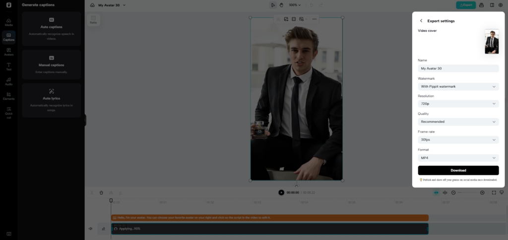 click Export to download it in your preferred format