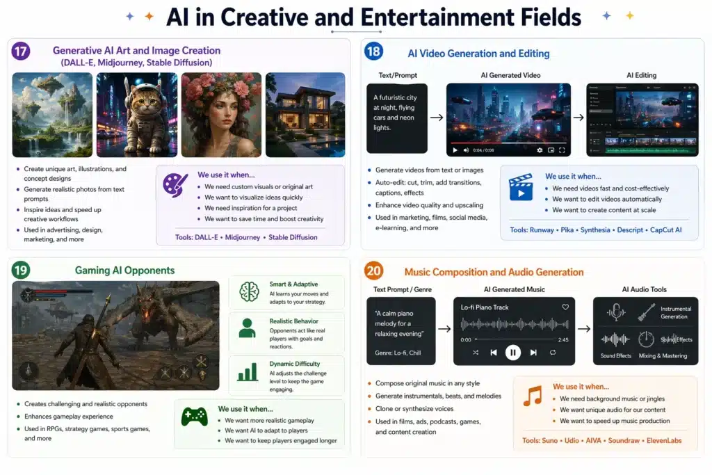 AI in Creative and Entertainment Fields daily life examples